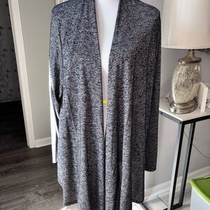 Gray Open Front Cardigan